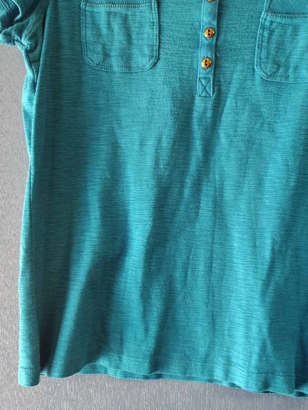 Chaps Women's Teal Short-Sleeve Henley Top - Picture 4 of 7